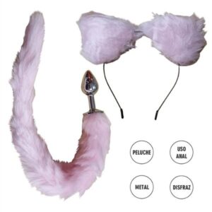 Plug anal con cola y vincha rosa